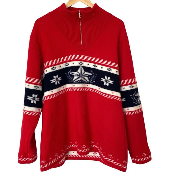 BOGNER Men's 100% Virgin Wool Nordic 1/4 Zip Knit Ski Sweater, Size 42/Large - Picture 12 of 12